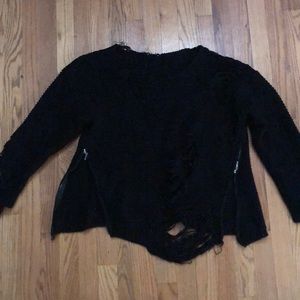 SheIn black distressed sweater
